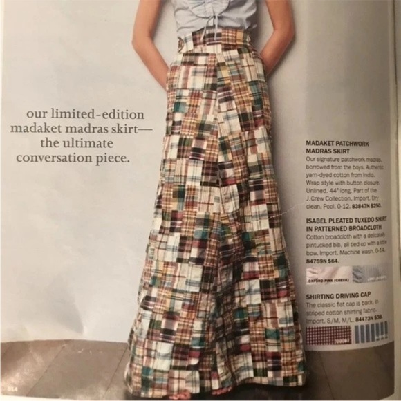J. Crew Dresses & Skirts - J. CREW COLLECTION RARE Madakat Cotton Patchwork Madras Wrap Skirt